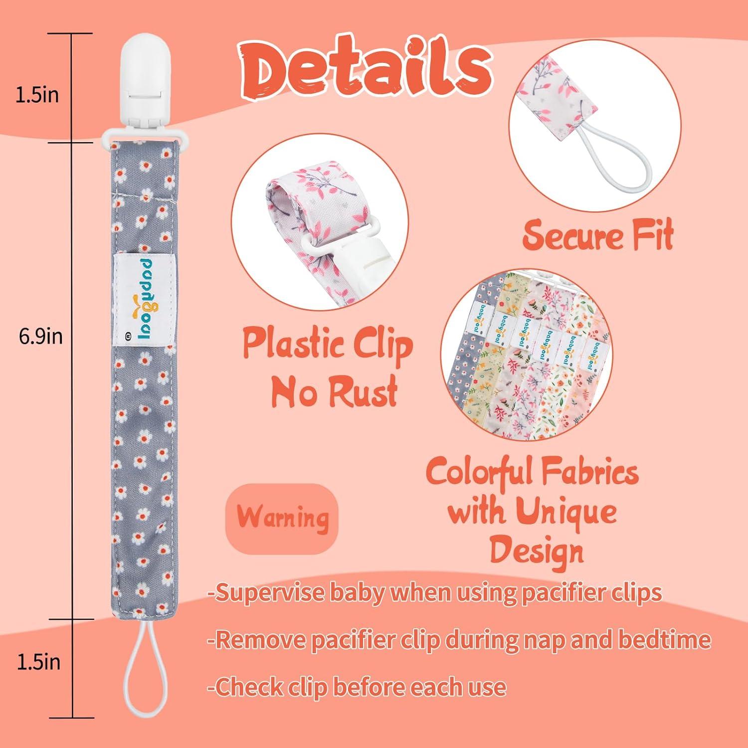 Babygoal Clips de Chupete Florales - Paquete de 6 Unidades