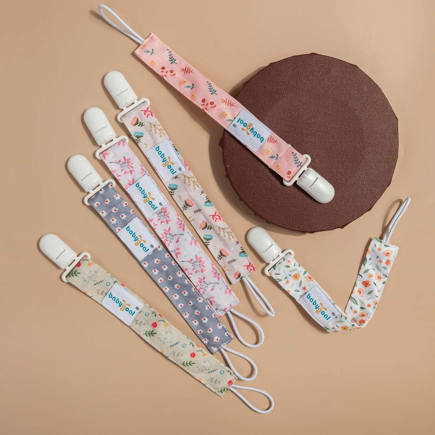 Babygoal Clips de Chupete Florales - Paquete de 6 Unidades