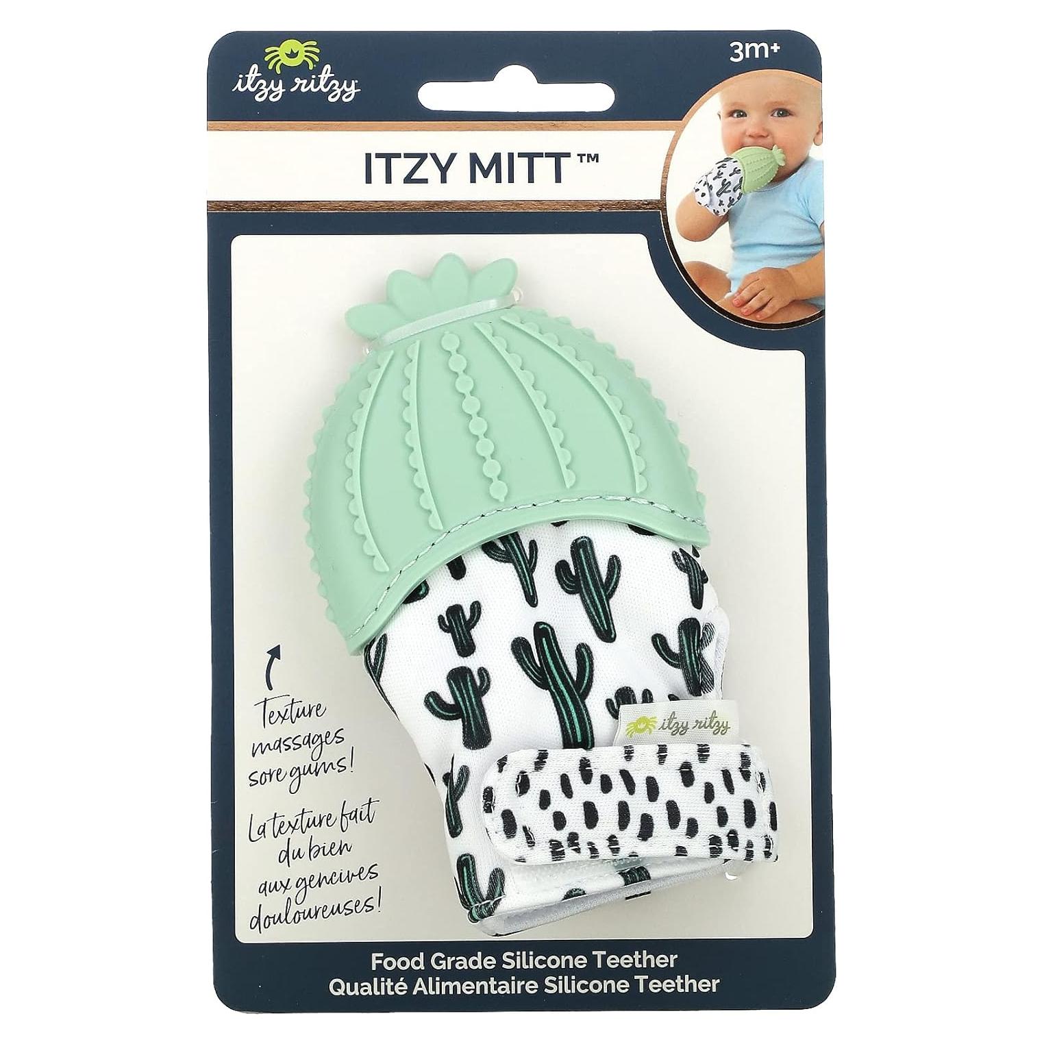 Mitón de Silicona Itzy Ritzy para Dentición Cactus - 3 Meses+