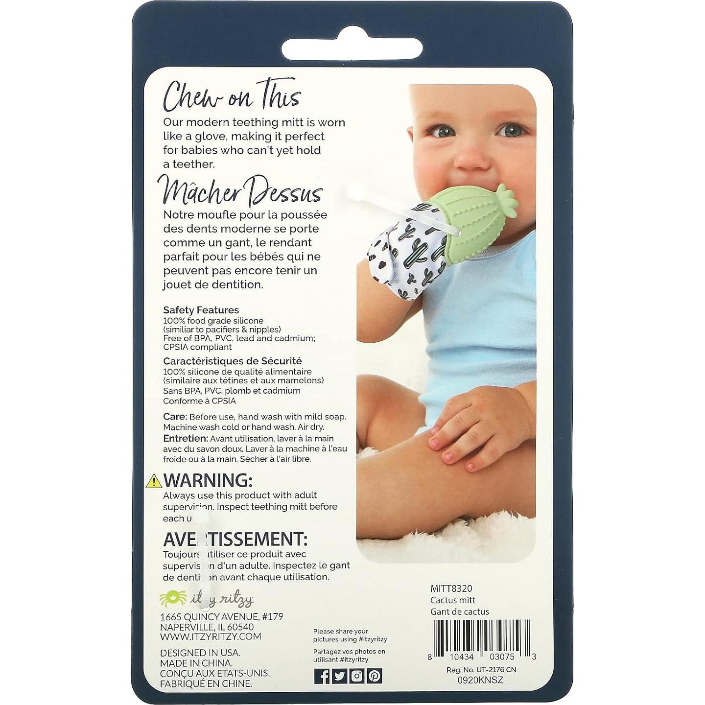 Mitón de Silicona Itzy Ritzy para Dentición Cactus - 3 Meses+