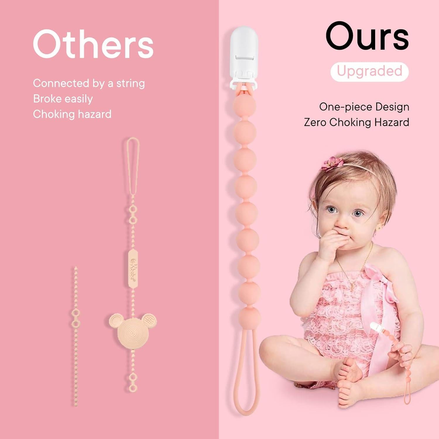 Clip de Chupete de Silicona MIN05 - Paquete de 4 Unisex