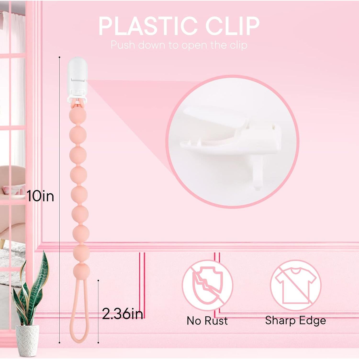 Clip de Chupete de Silicona MIN05 - Paquete de 4 Unisex