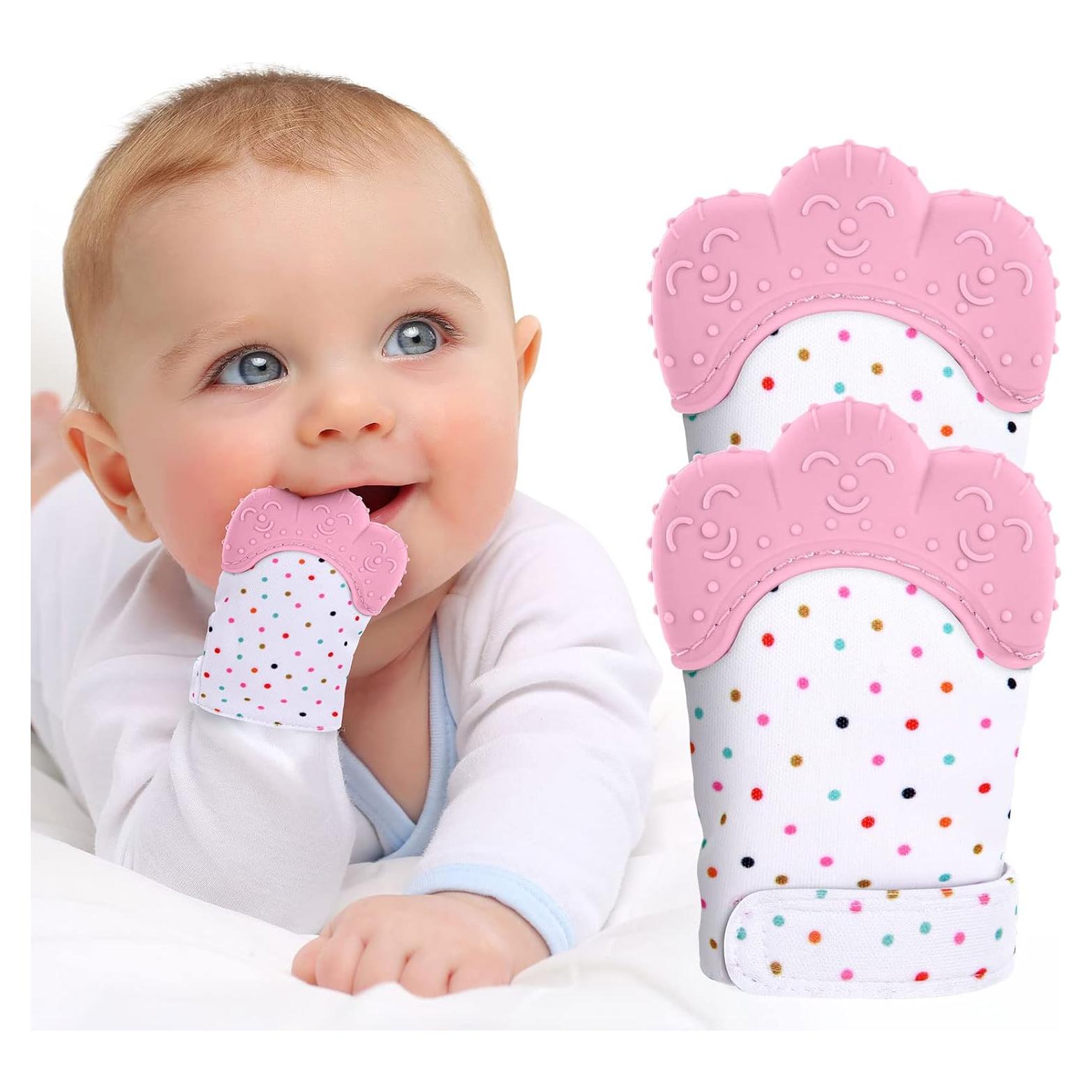 2 Pack Mitones de Silicona para Dentición Vicloon Rosa