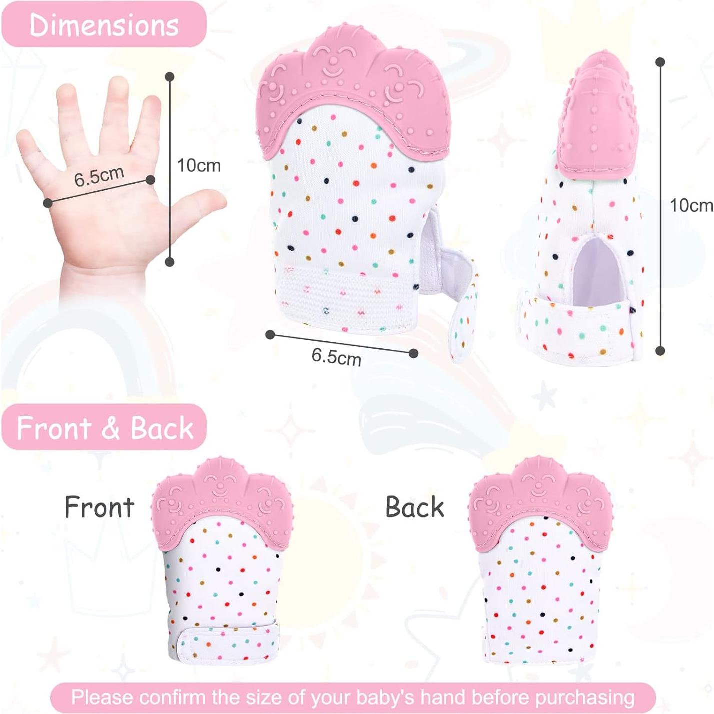 2 Pack Mitones de Silicona para Dentición Vicloon Rosa