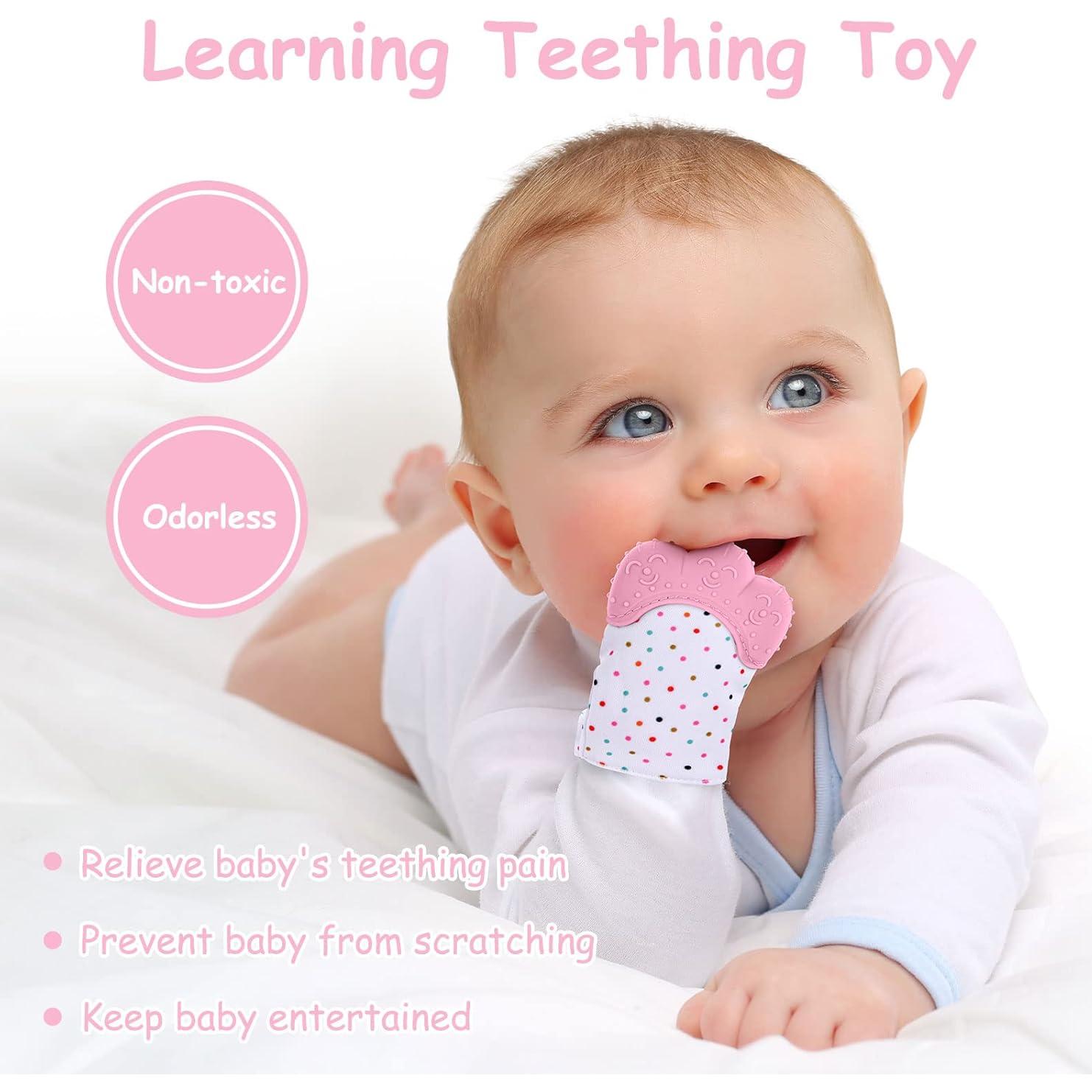 2 Pack Mitones de Silicona para Dentición Vicloon Rosa