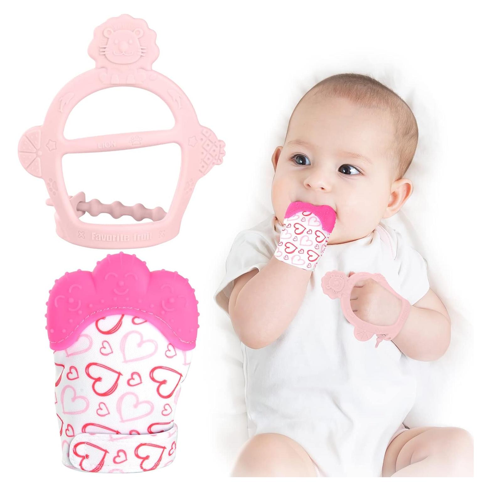 Mitones de Silicona Vicloon para Dentición 2 Piezas Rosa