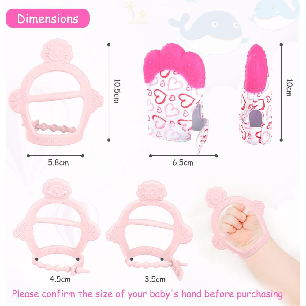 Mitones de Silicona Vicloon para Dentición 2 Piezas Rosa