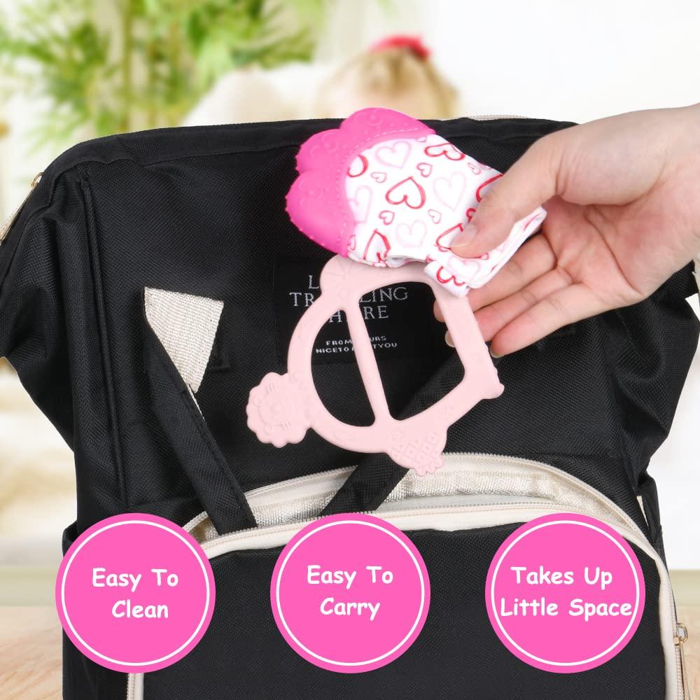 Mitones de Silicona Vicloon para Dentición 2 Piezas Rosa