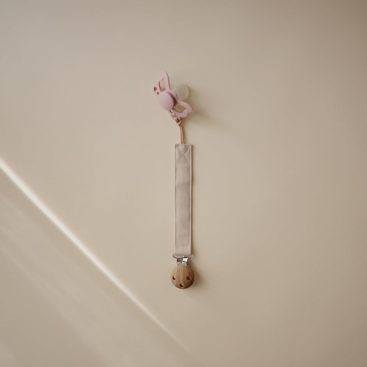 Clip de Chupete de Lino Mushie - Paquete de 2 Oliva/Sand