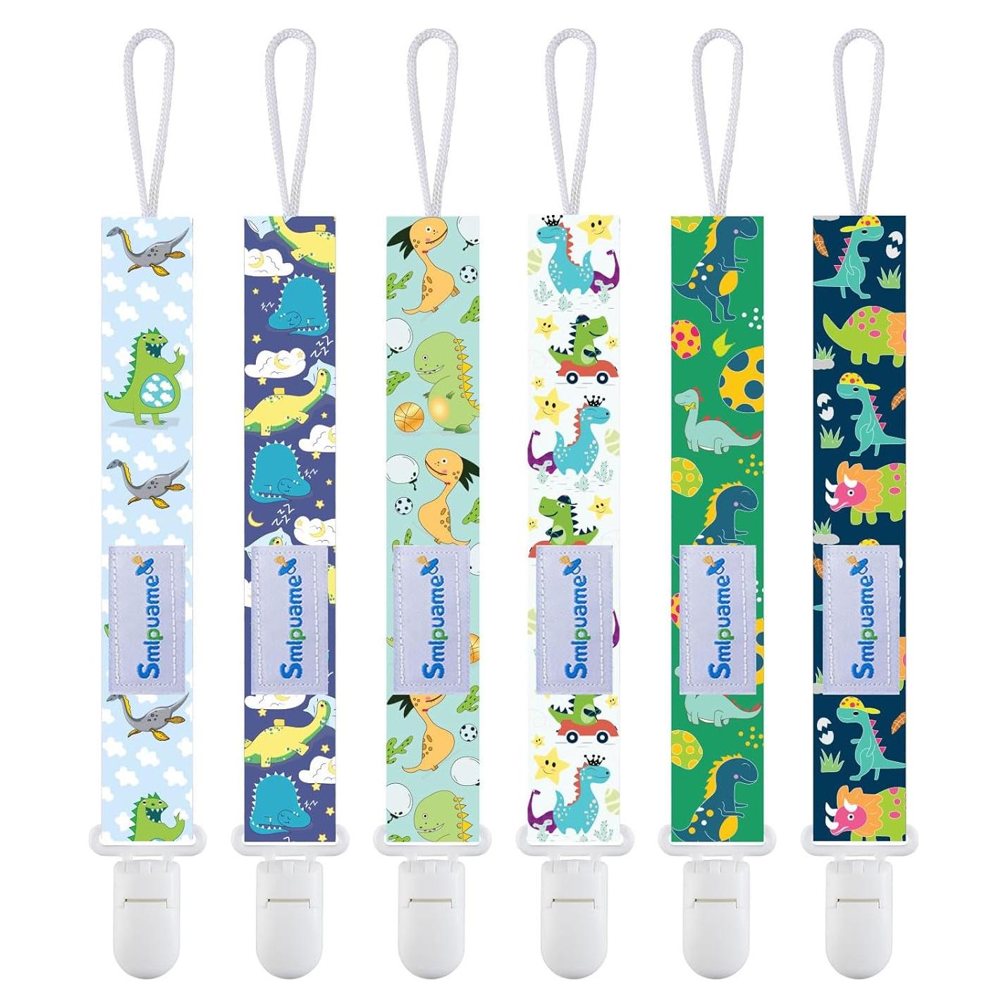 Clip de Chupete Smlpuame 6 Piezas Diseño Dinosaurio