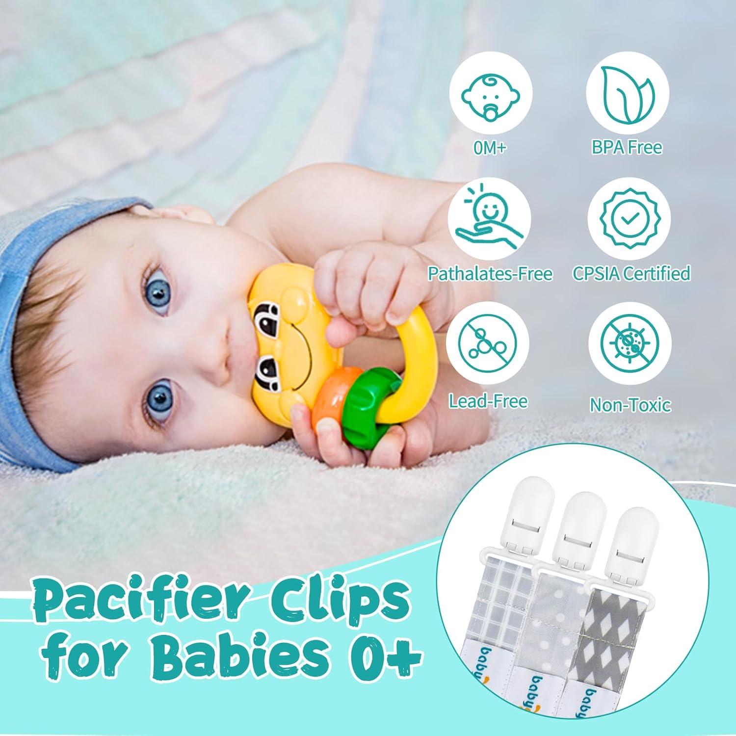 Clips de Chupete Babygoal PS06, Paquete de 3, Unisex, Lavables