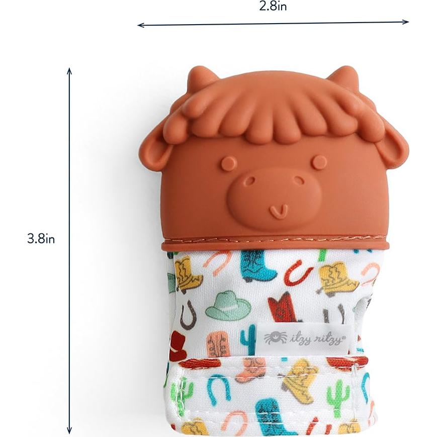 Mitón de Silicona para Dentición Itzy Ritzy Vaca - Alivio para Bebés