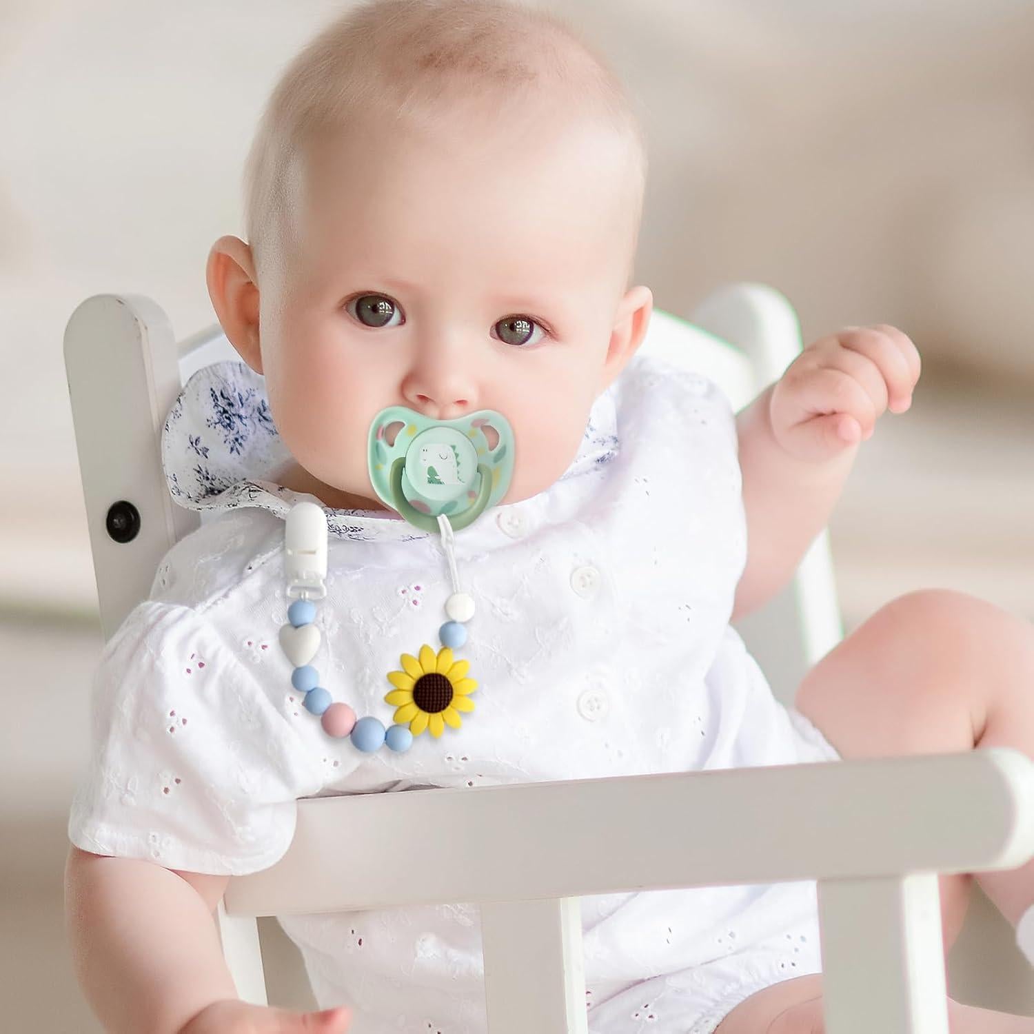 Clip de Chupete de Silicona LSTRAGY Girasol 2 Piezas