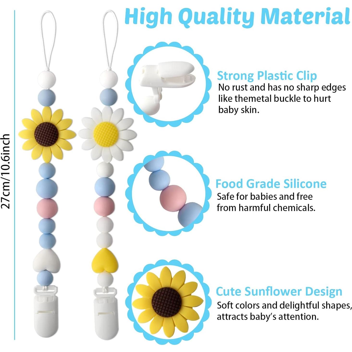 Clip de Chupete de Silicona LSTRAGY Girasol 2 Piezas
