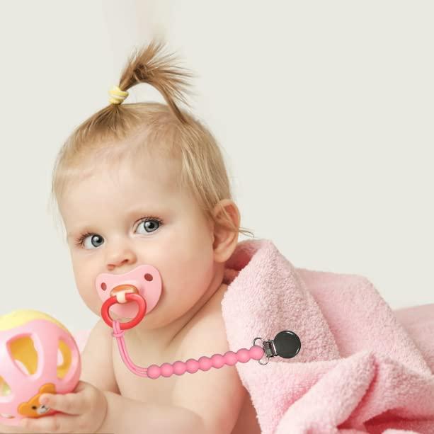 Clip de Chupete MORIBOX Rosa - Silicona Grado Alimenticio Doble Pack
