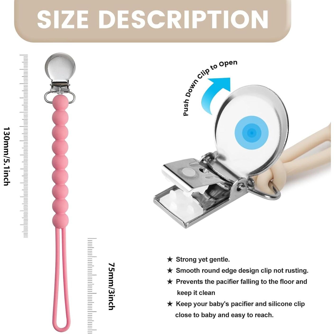 Clip de Chupete MORIBOX Rosa - Silicona Grado Alimenticio Doble Pack