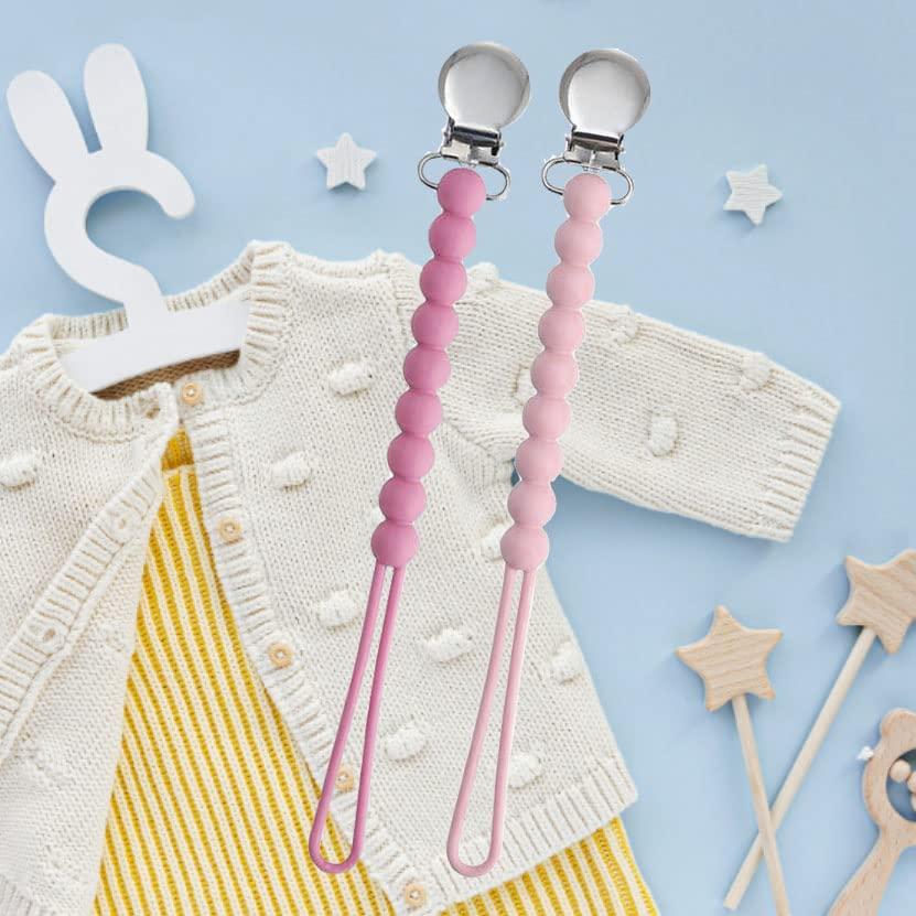Clip de Chupete MORIBOX Rosa - Silicona Grado Alimenticio Doble Pack