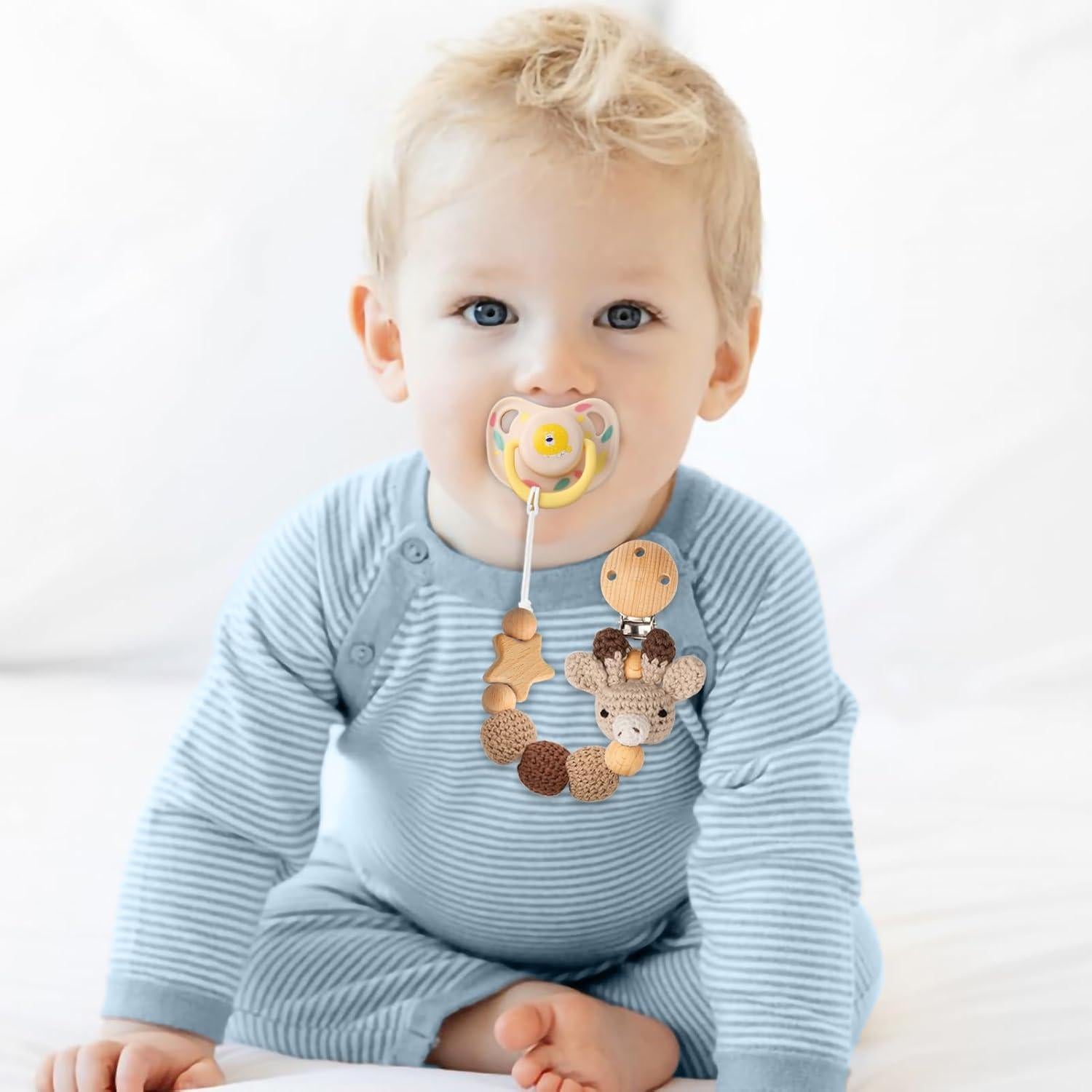 Clip de Chupete LSTRAGY 2 Piezas Elefante y Ciervo Seguro