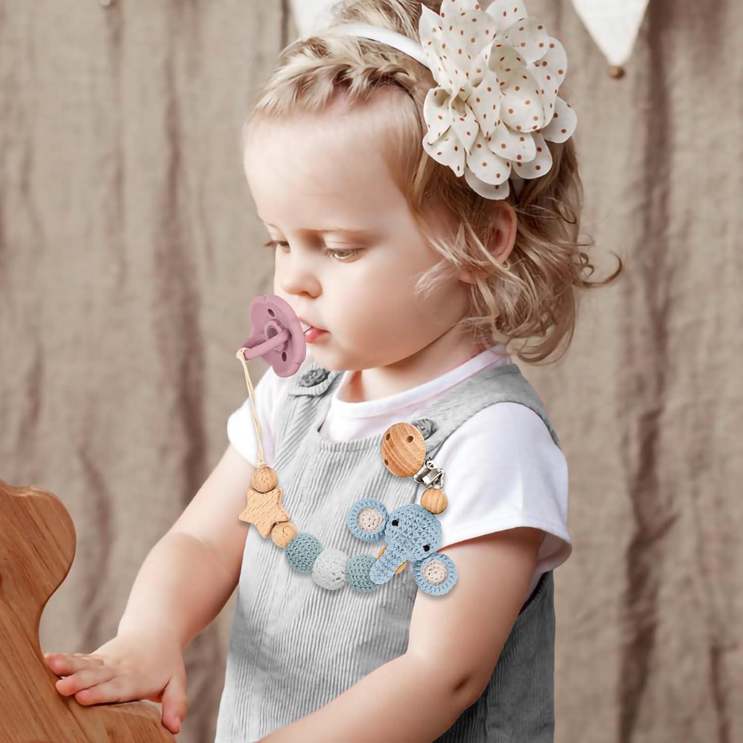 Clip de Chupete LSTRAGY 2 Piezas Elefante y Ciervo Seguro