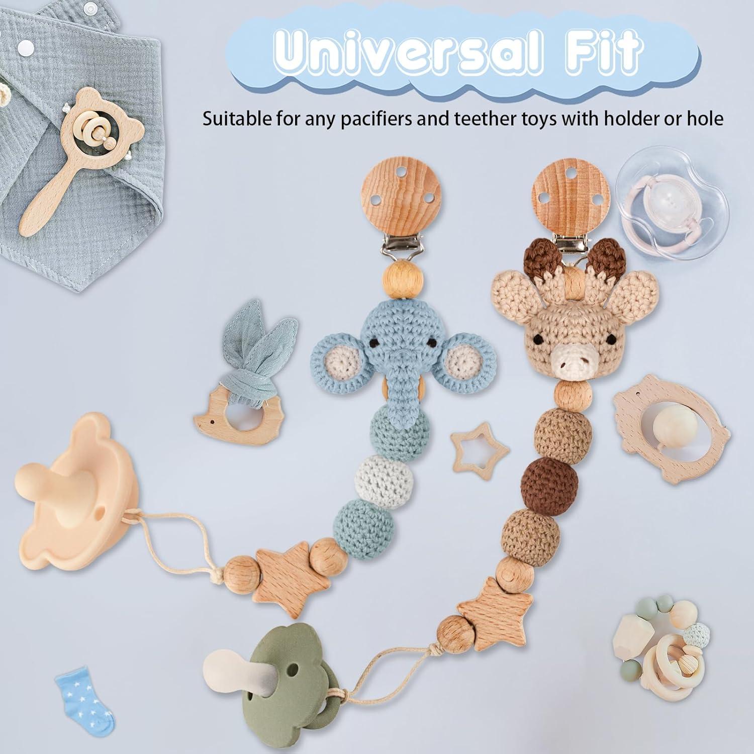 Clip de Chupete LSTRAGY 2 Piezas Elefante y Ciervo Seguro