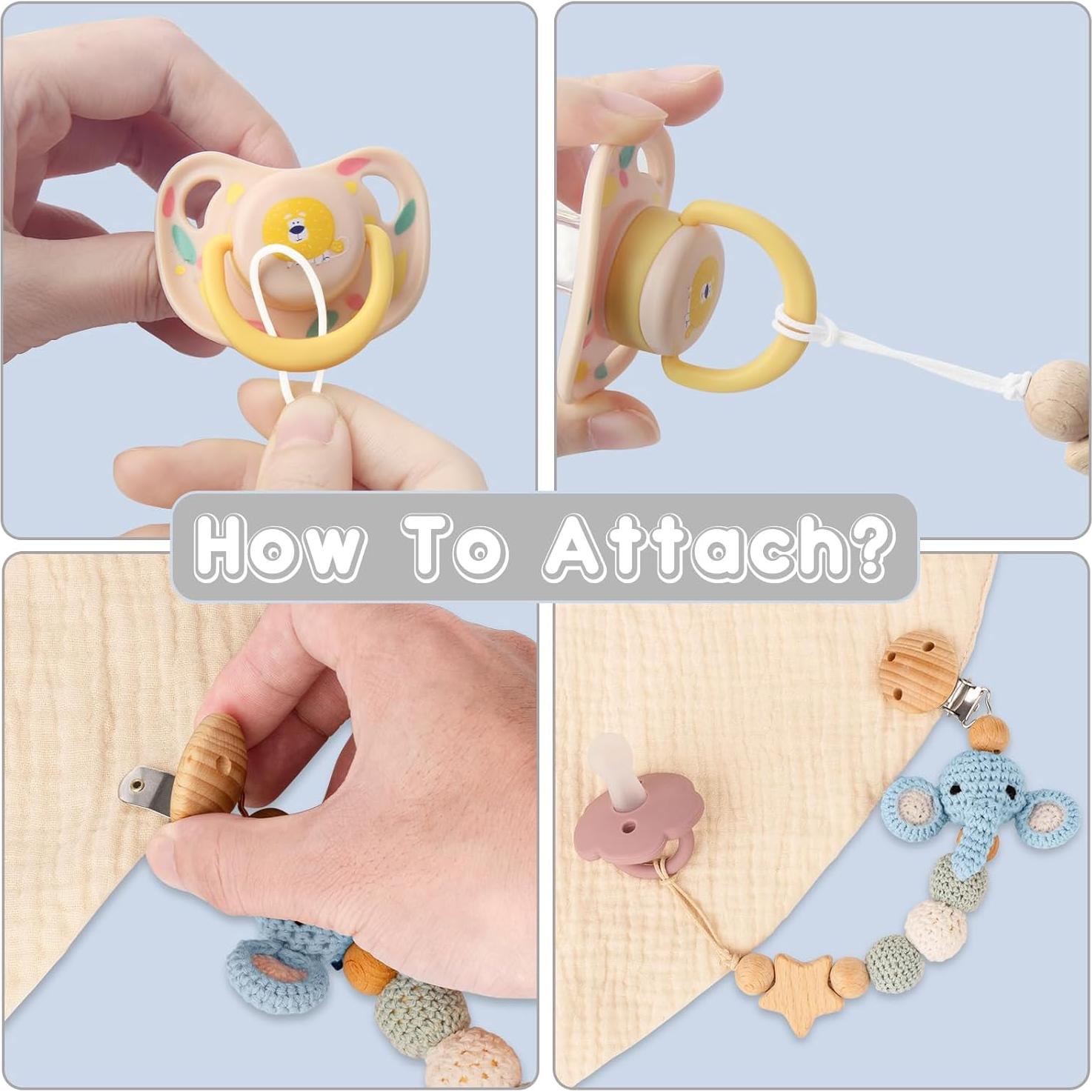 Clip de Chupete LSTRAGY 2 Piezas Elefante y Ciervo Seguro