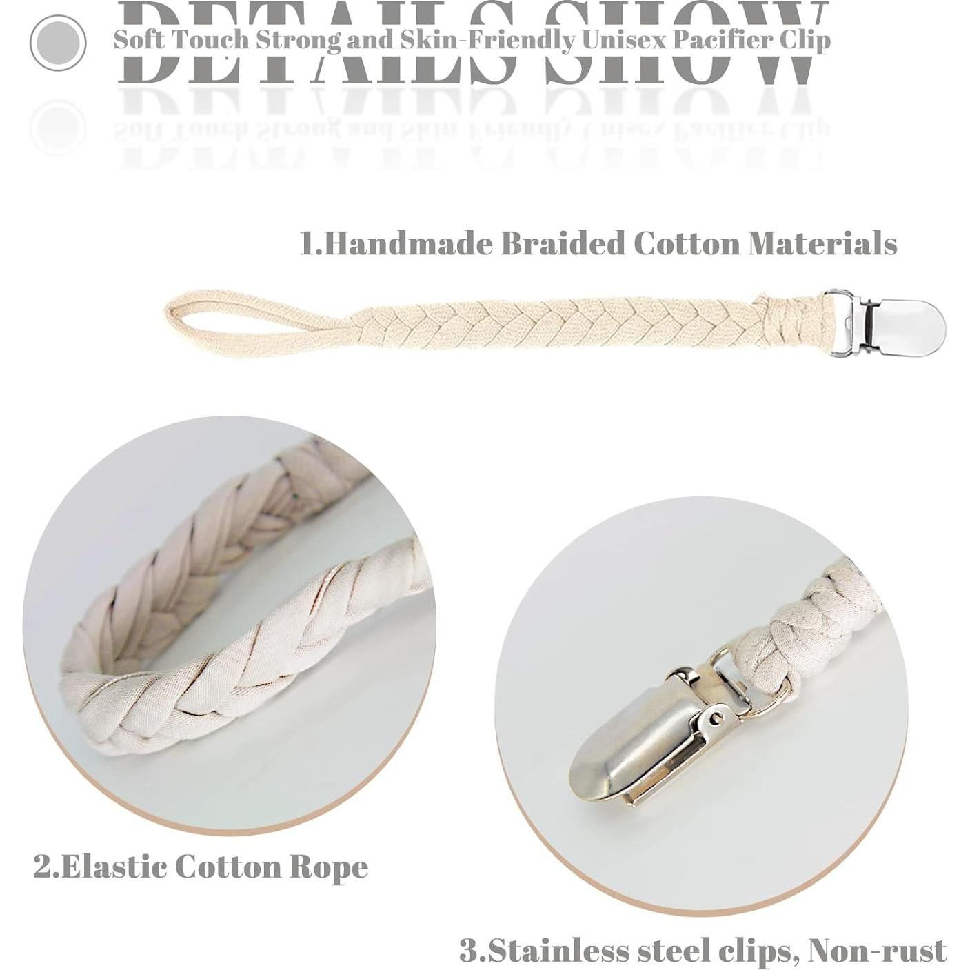 Clips de Chupete Trenzados Duludulu - 7 Piezas para Bebé