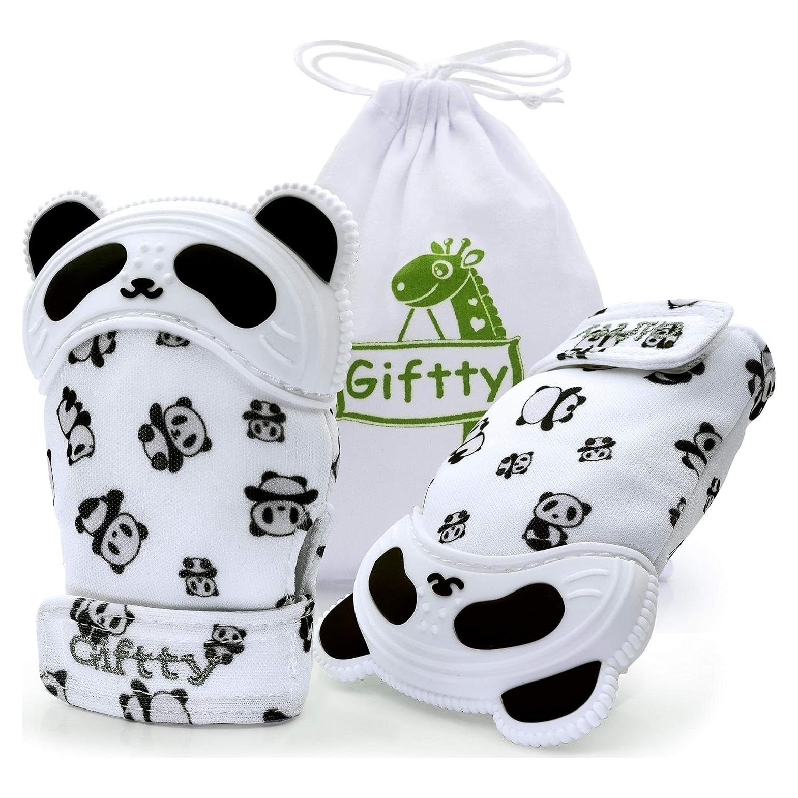 Mitón de Dentición Giftty Panda Suave con Mordedor y Sonido