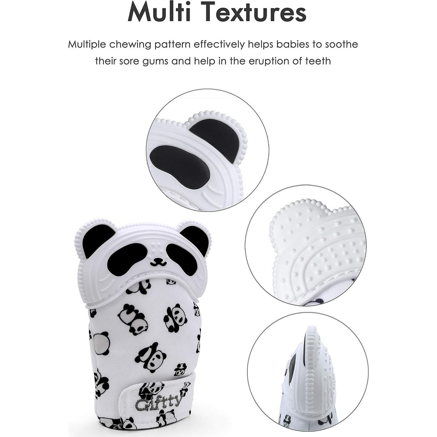 Mitón de Dentición Giftty Panda Suave con Mordedor y Sonido