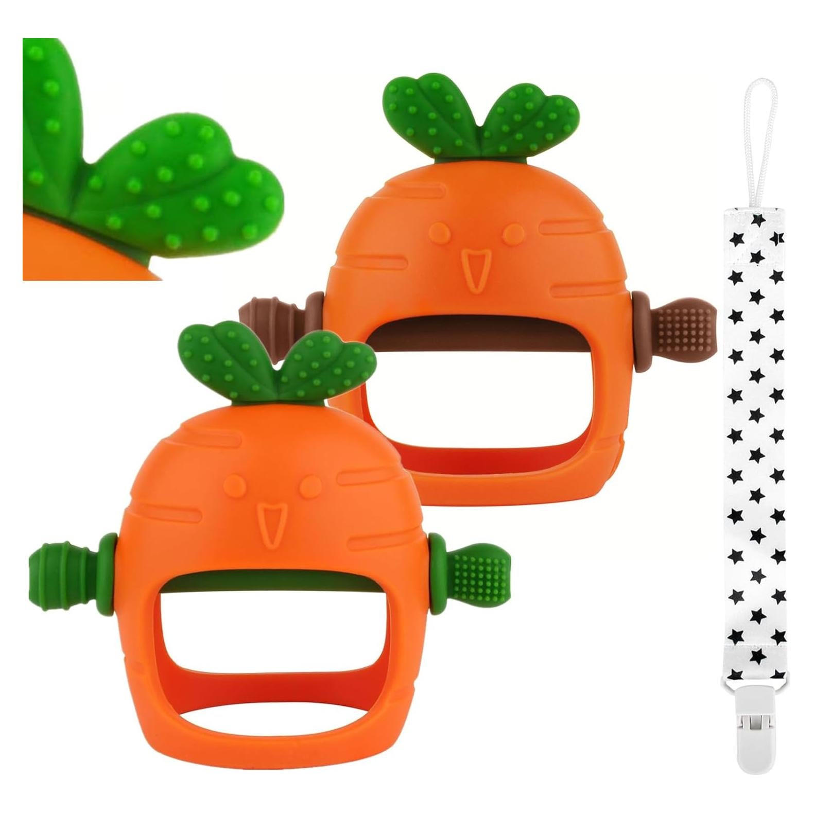 Juguetes de Dentición para Bebés Fu Store 2 Pack Silicona Zanahoria