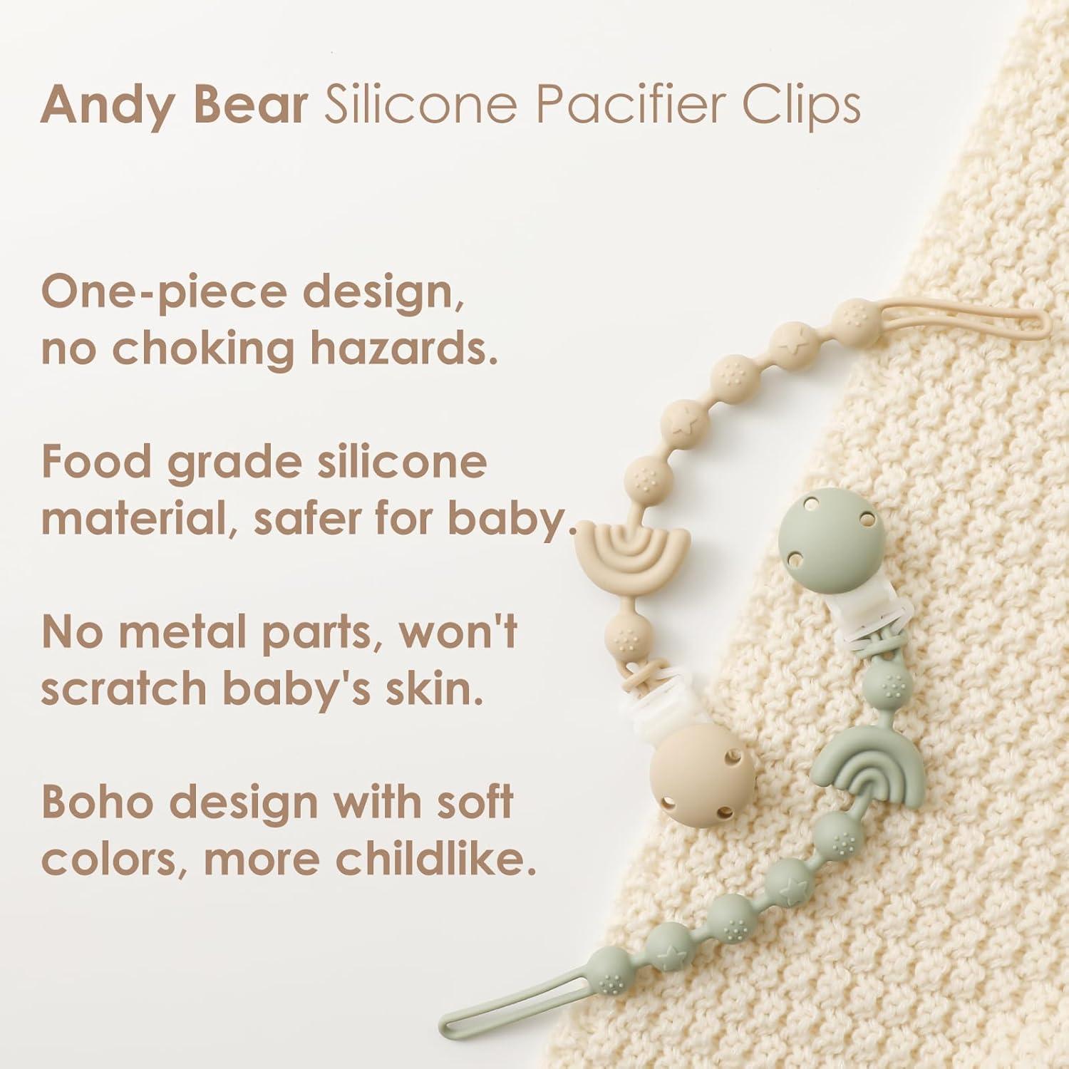 Clip de Chupete para Bebé Andy Bear Set de 3 Silicona
