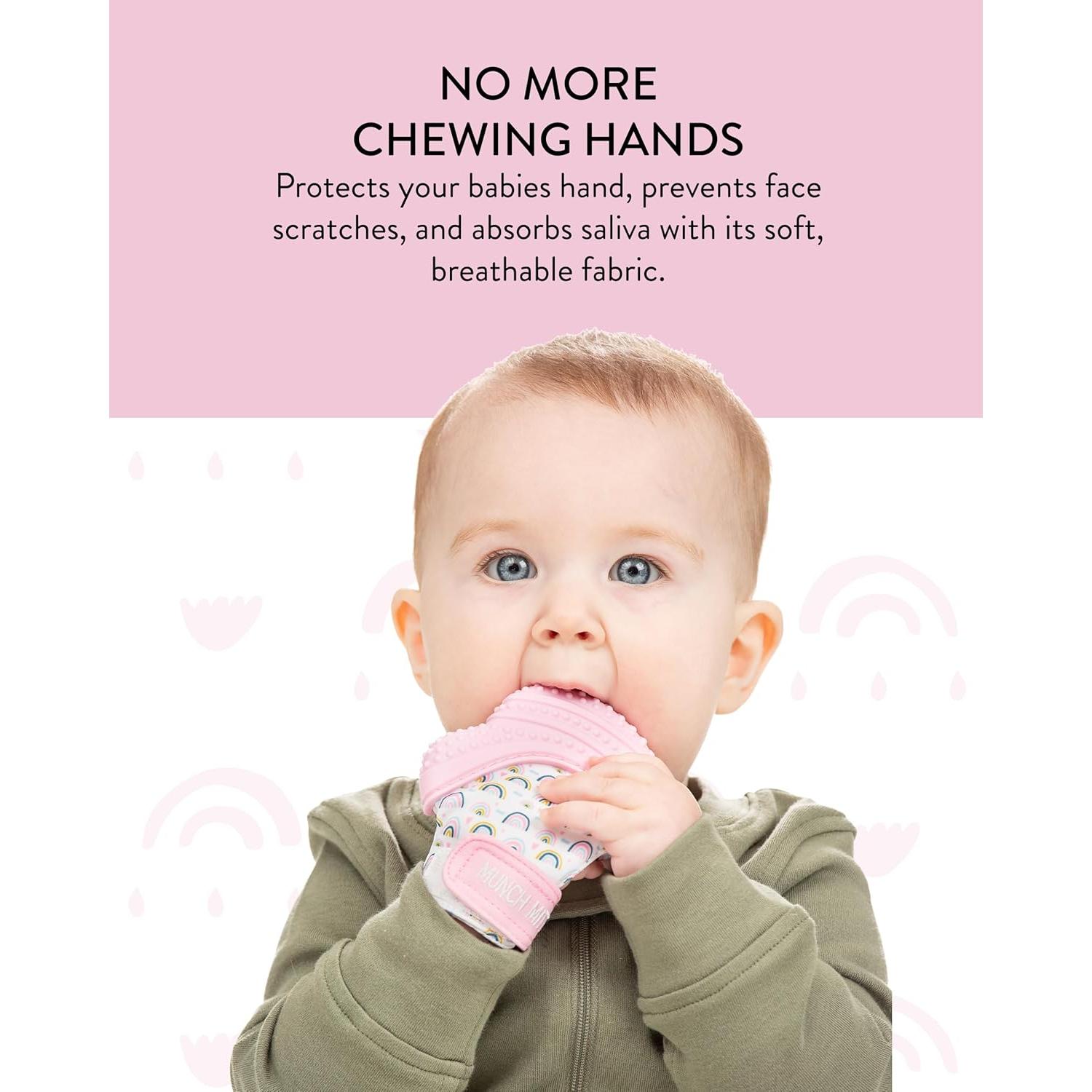 Mitón de Masticar Malarkey Kids Munch Mitt Rosa 15.19x11.4cm