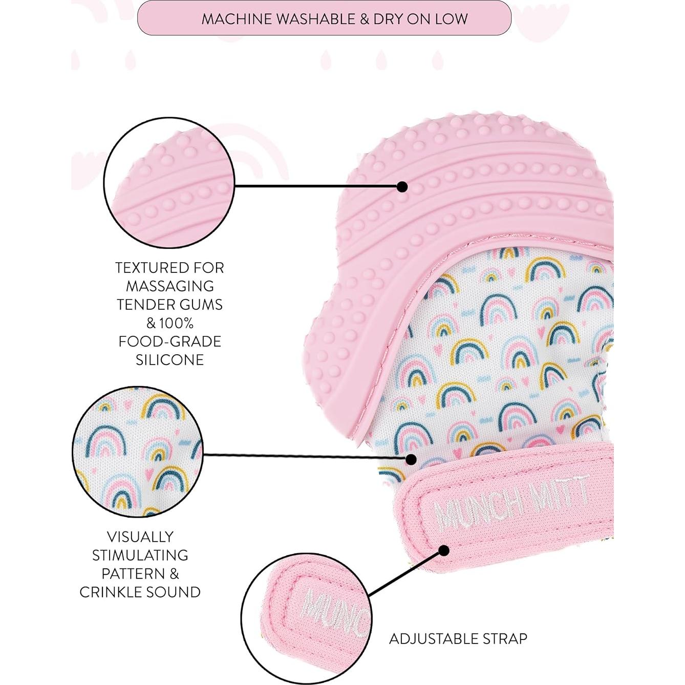 Mitón de Masticar Malarkey Kids Munch Mitt Rosa 15.19x11.4cm