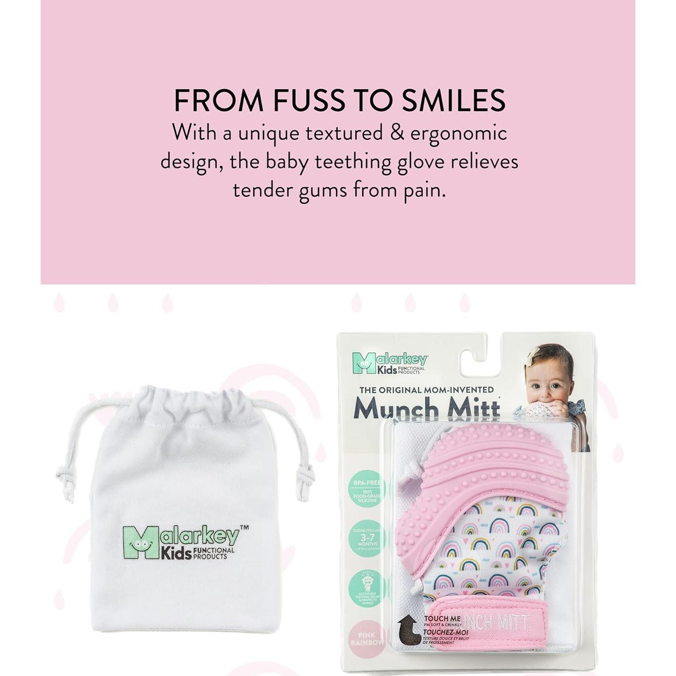 Mitón de Masticar Malarkey Kids Munch Mitt Rosa 15.19x11.4cm