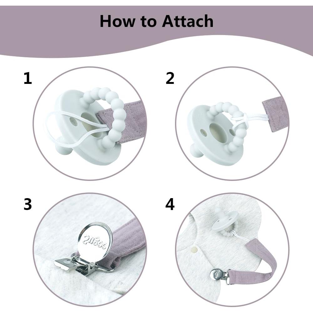 Clip de Chupete Suave Lino Rosa - Paquete de 4 Unisex