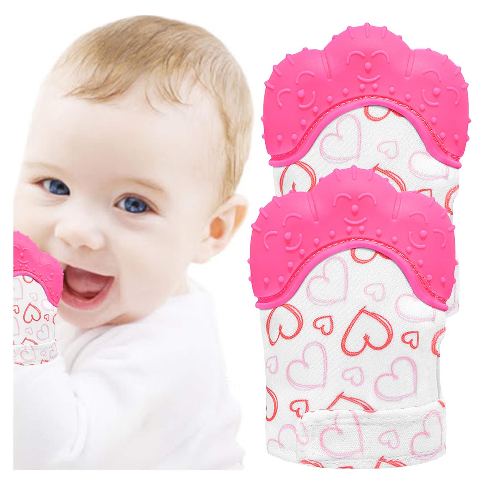 Mitón de Dentición Nepak 2 Pzs - Silicona Grado Alimentario Rosa