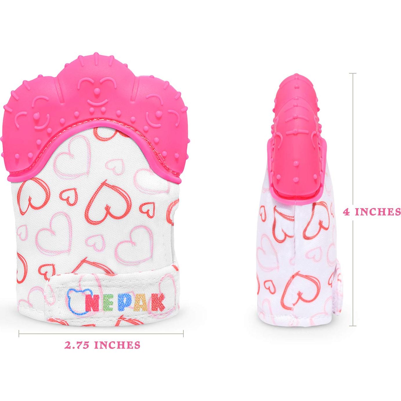 Mitón de Dentición Nepak 2 Pzs - Silicona Grado Alimentario Rosa