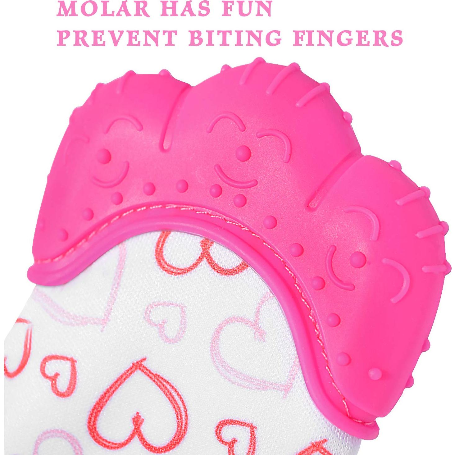 Mitón de Dentición Nepak 2 Pzs - Silicona Grado Alimentario Rosa