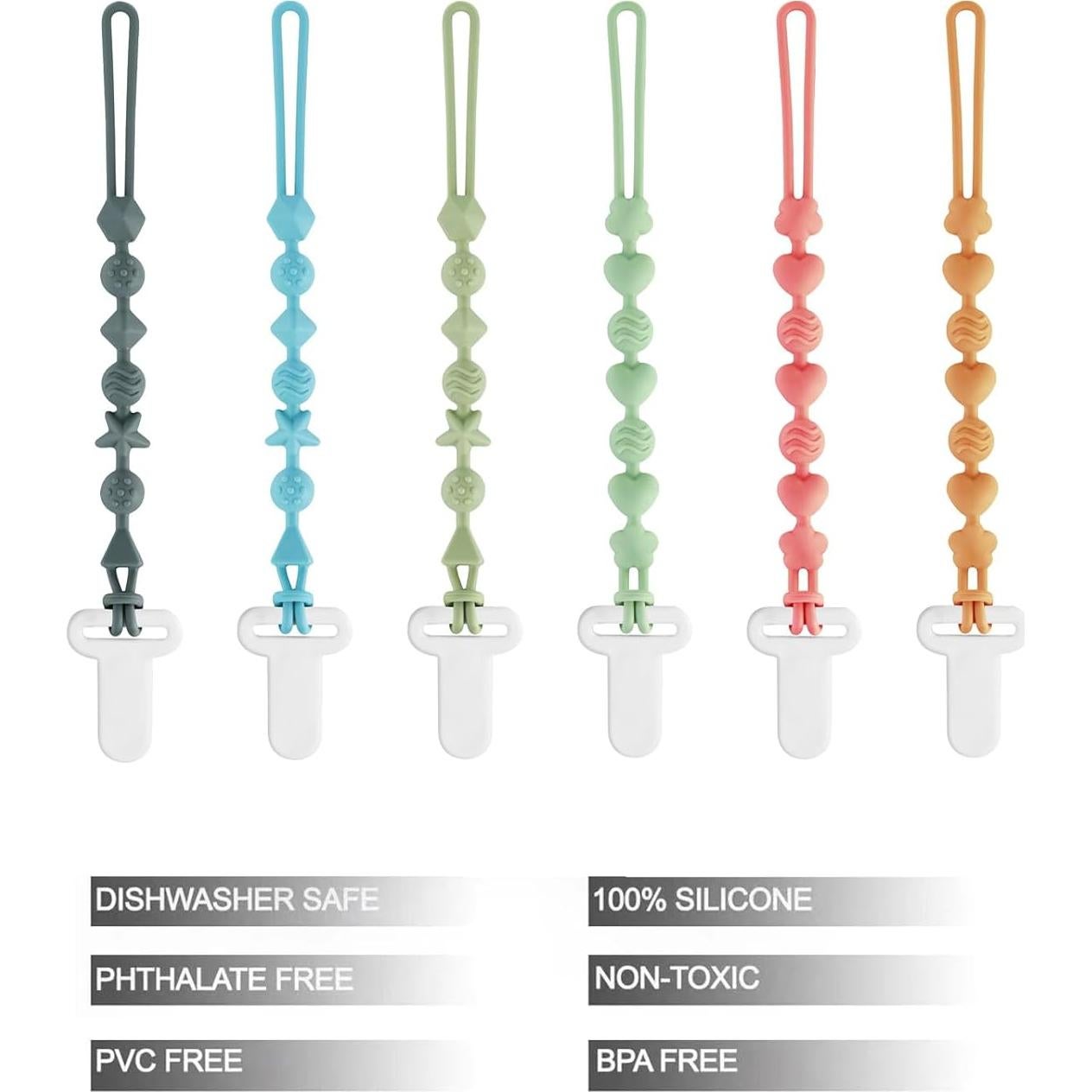 Clips de Silicona para Chupetes PandaEar - 6 Piezas Seguros