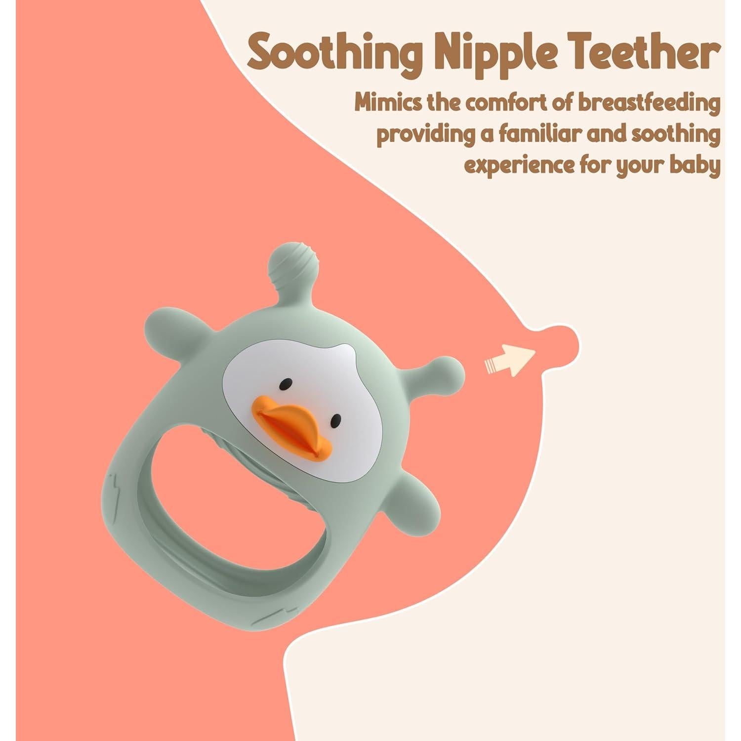 2 Mitones de Dentición para Bebés Silicona Grado Alimenticio