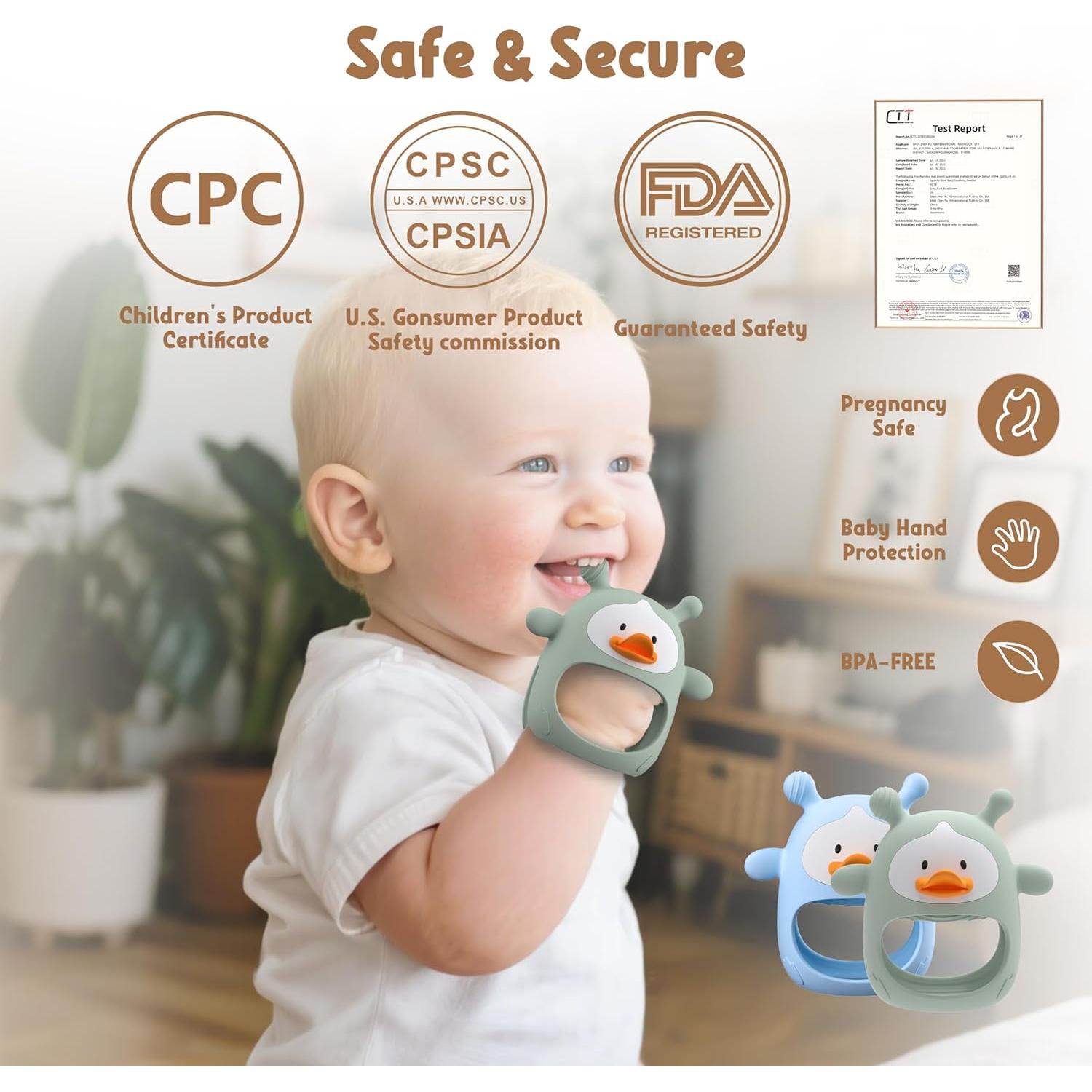 2 Mitones de Dentición para Bebés Silicona Grado Alimenticio