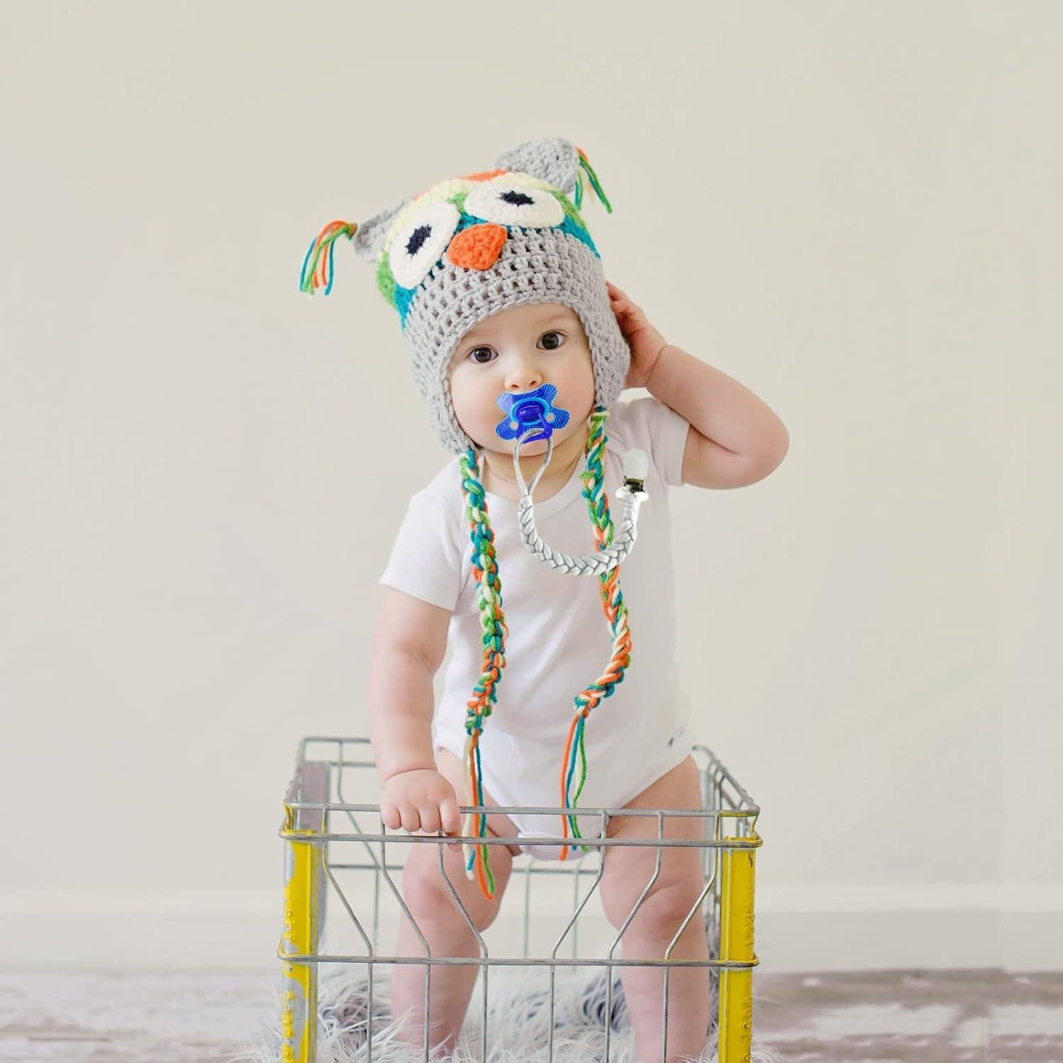 Clip de Chupete Trenzado Unisex - 7 Piezas de Algodón