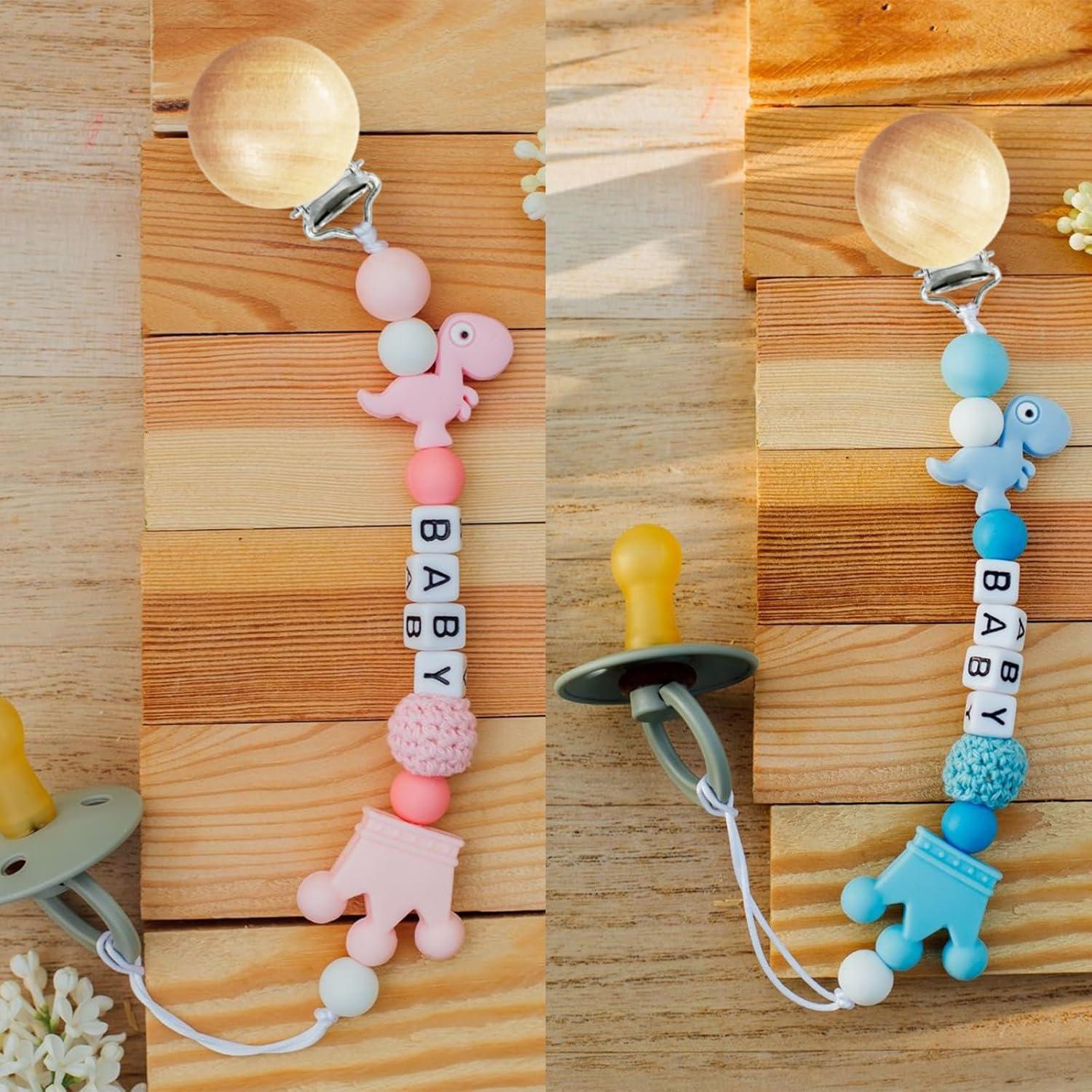 38 Clips de Chupete de Madera Natural para Bebés - DIY