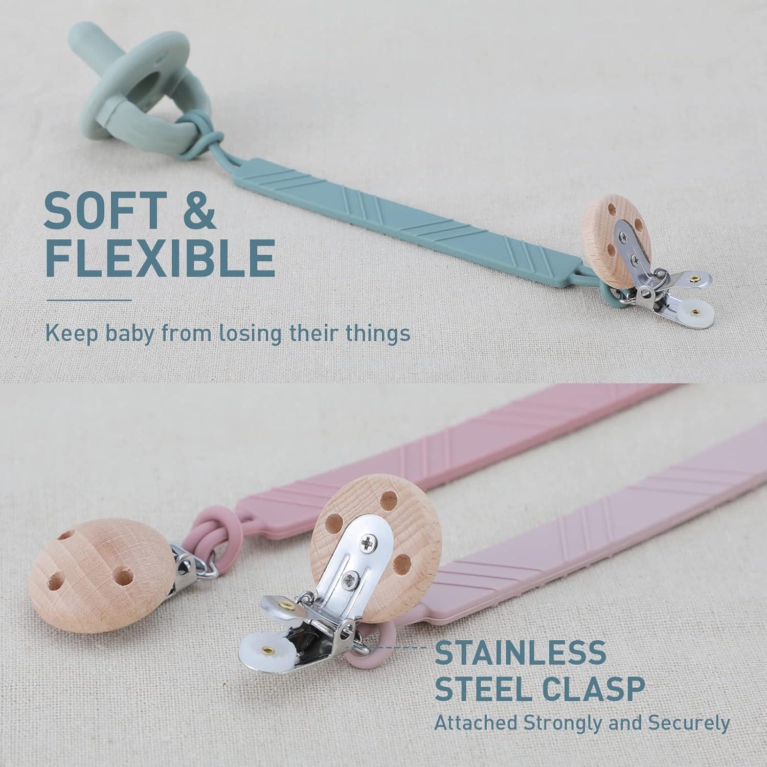 Clip de Chupete de Silicona Libre de BPA DB-1203 Arena/Gris