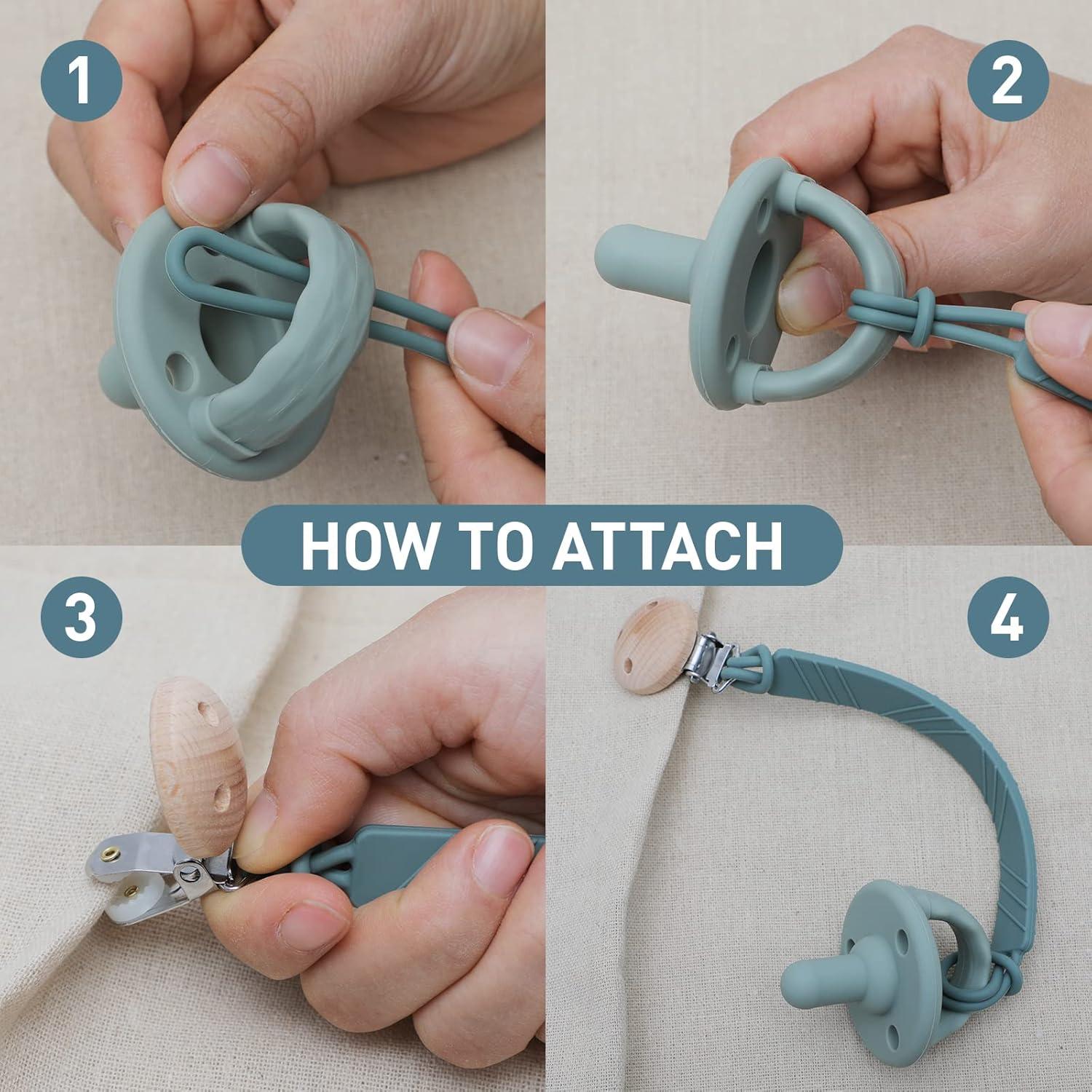 Clip de Chupete de Silicona Libre de BPA DB-1203 Arena/Gris