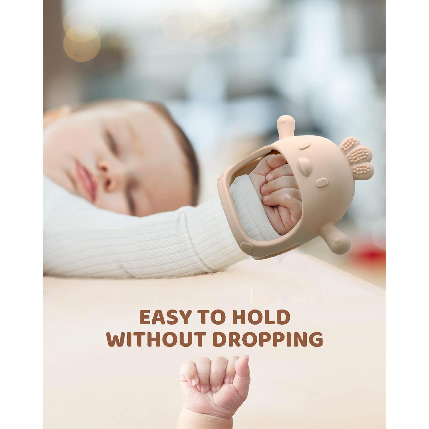 3 Paquetes Mitón de Dentición Silicona Bebés 3 Meses Libre BPA