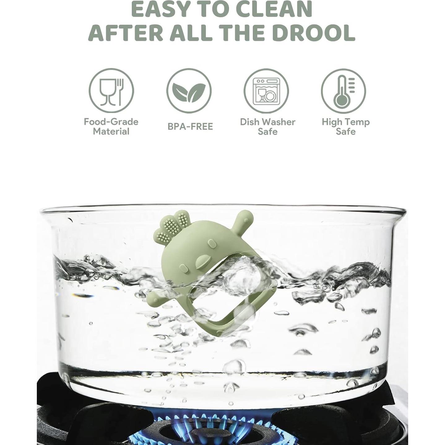 3 Paquetes Mitón de Dentición Silicona Bebés 3 Meses Libre BPA