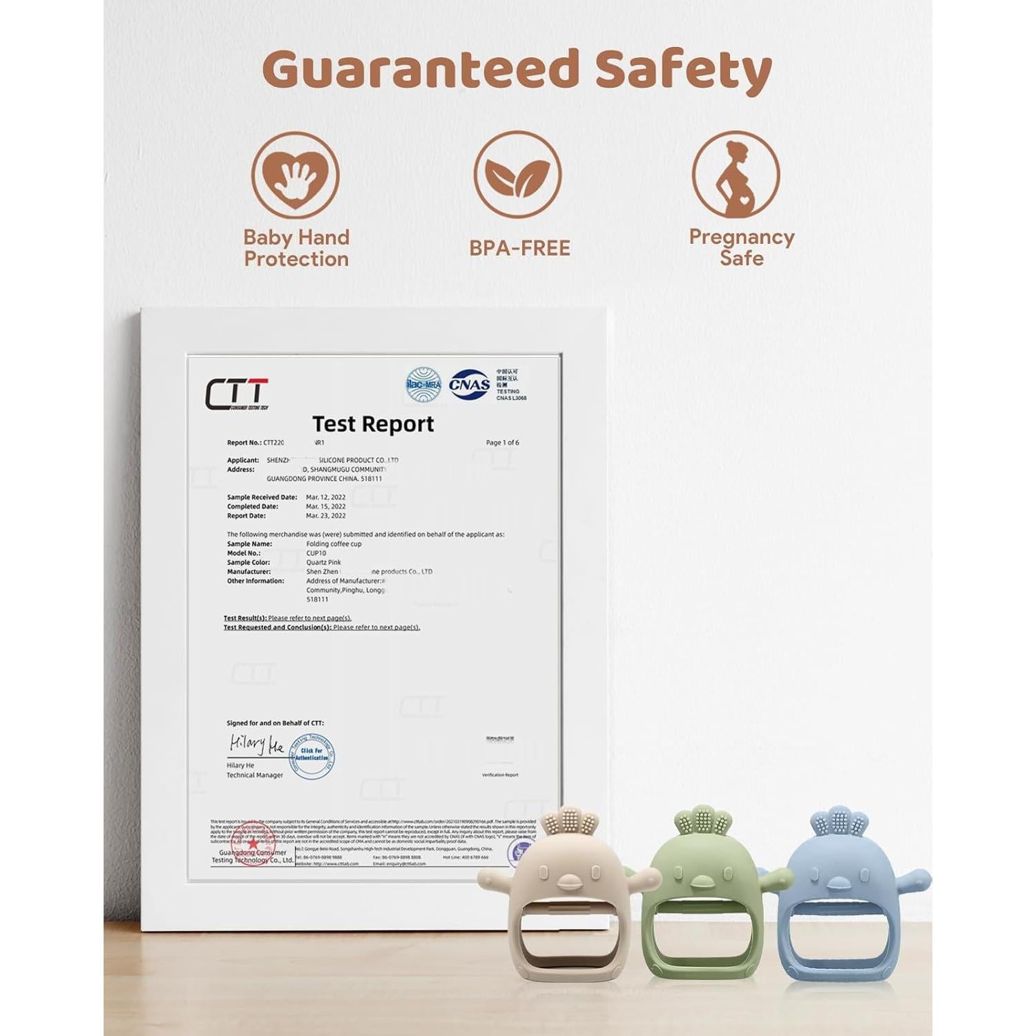 3 Paquetes Mitón de Dentición Silicona Bebés 3 Meses Libre BPA