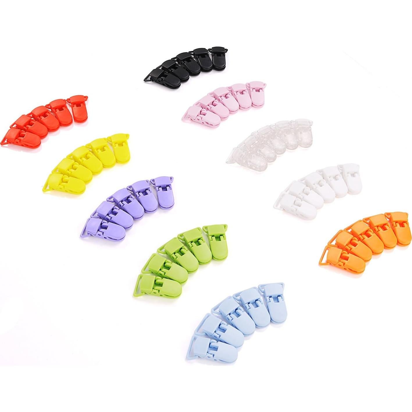 50 Sujetadores de Chupetes LIHAO Plástico Duro 10 Colores