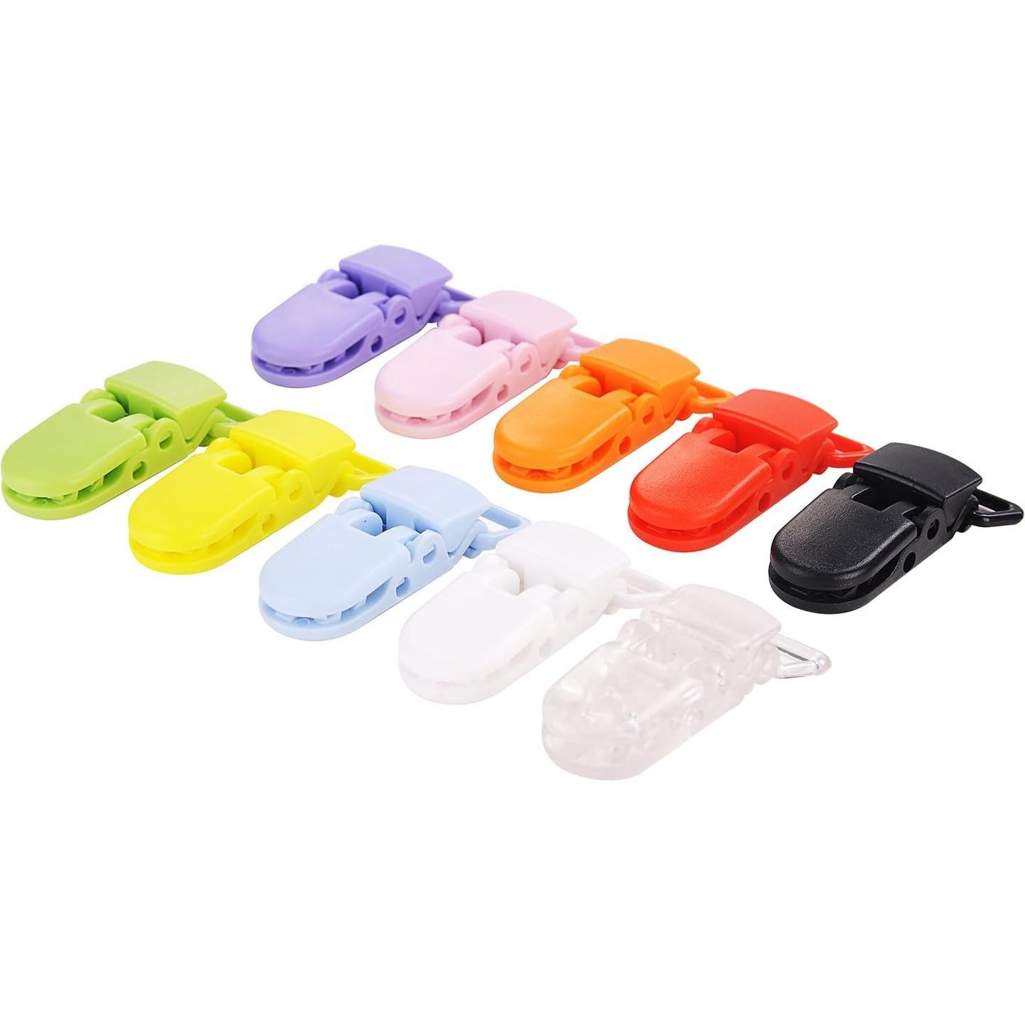 50 Sujetadores de Chupetes LIHAO Plástico Duro 10 Colores