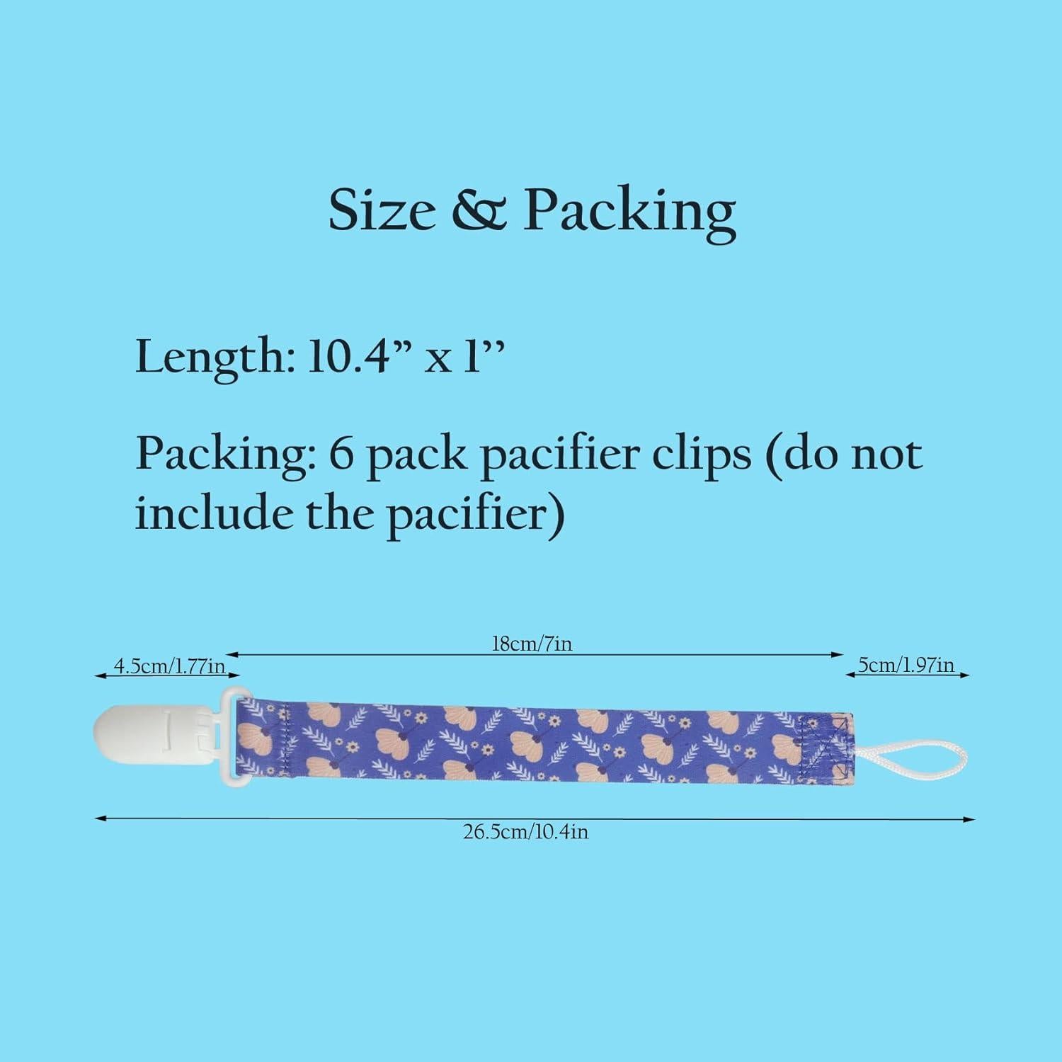 Clips para Chupetes Florales - 6 Unidades - Seguros y Lavables